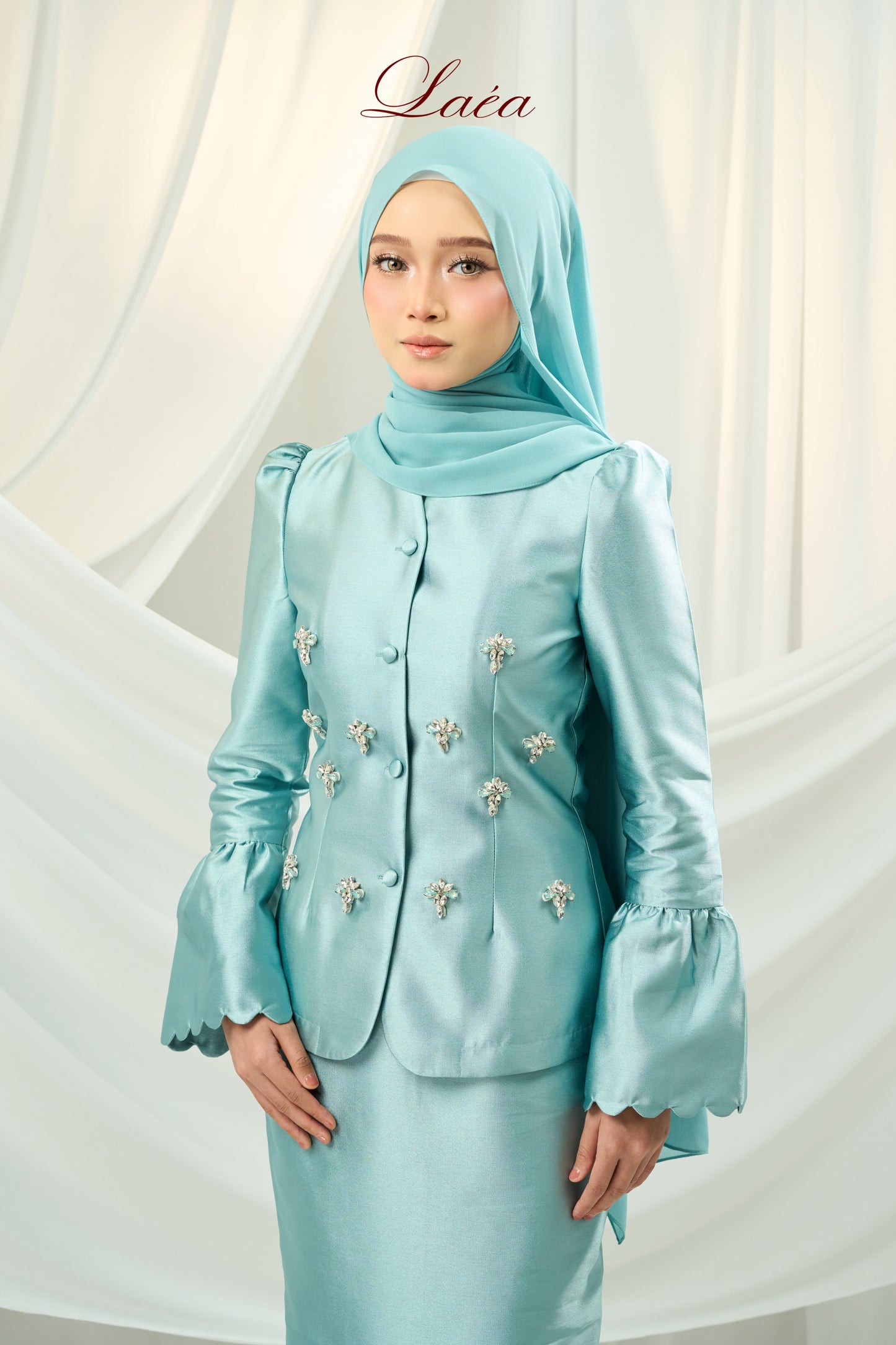 Shawl Diamond Blue Pearl Chiffon