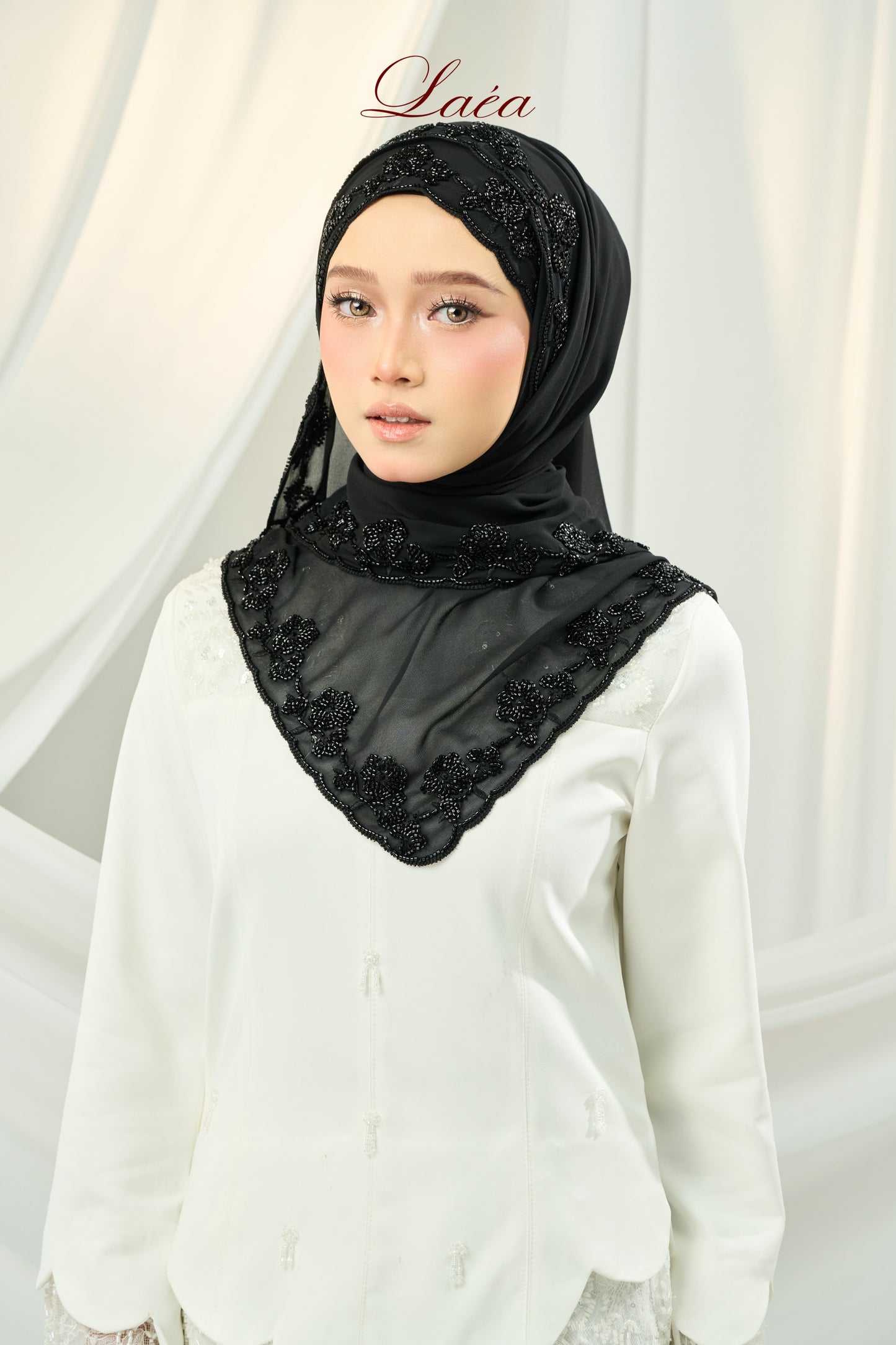 Laea Beaded Shawl in Black