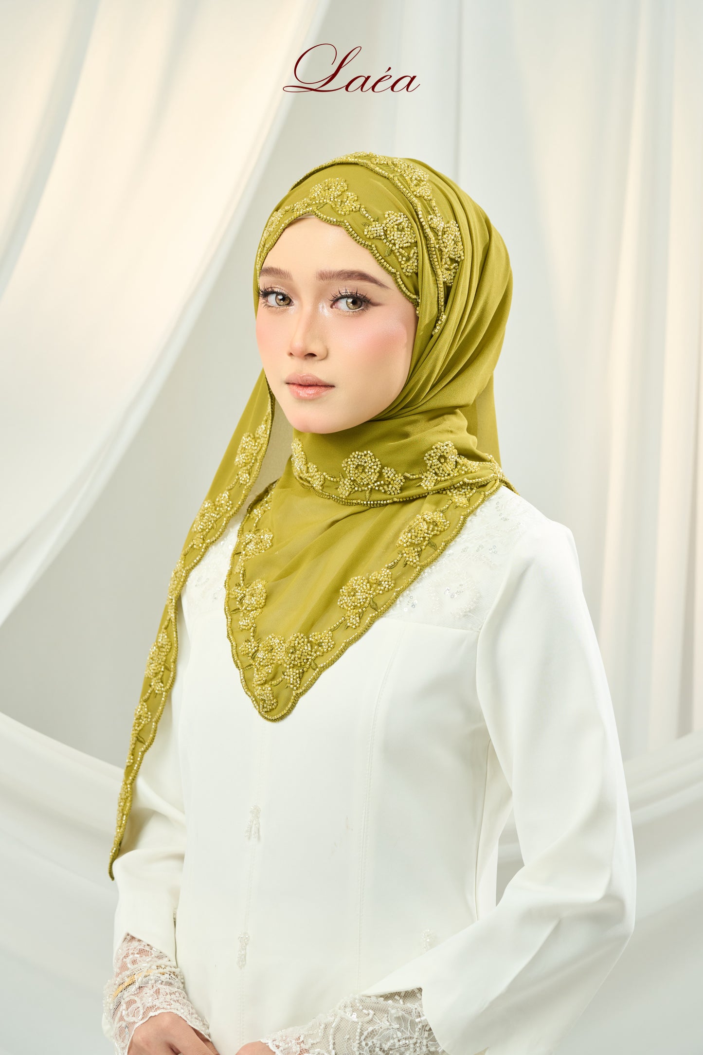 Laea Beaded Shawl in Lime Green
