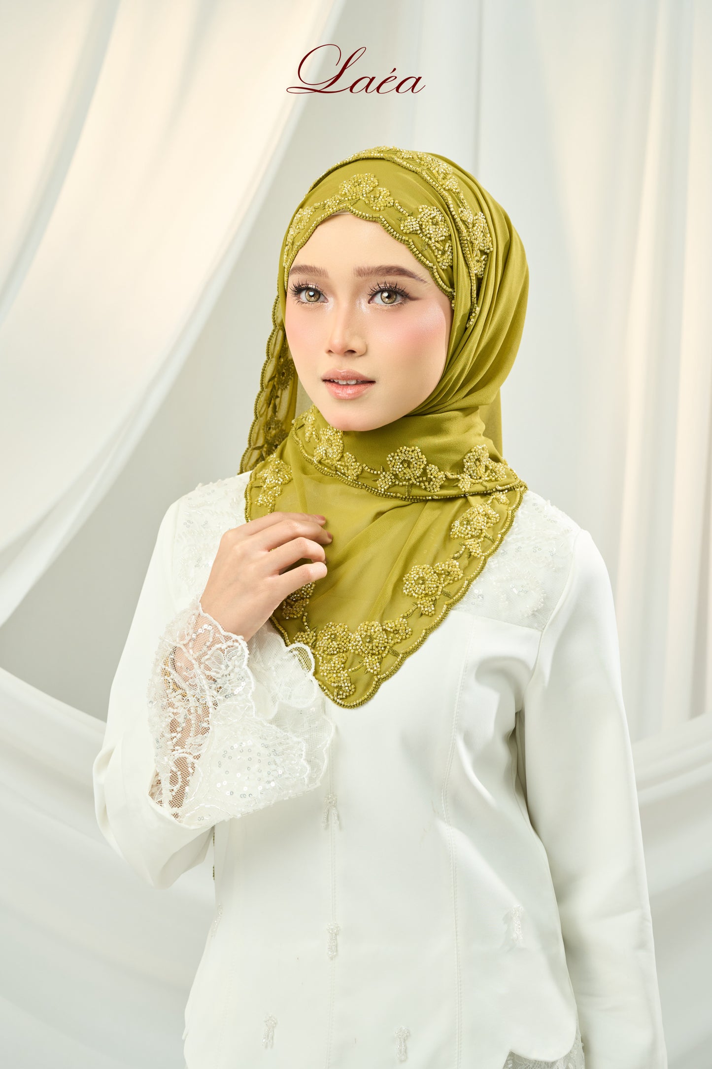 Laea Beaded Shawl in Lime Green