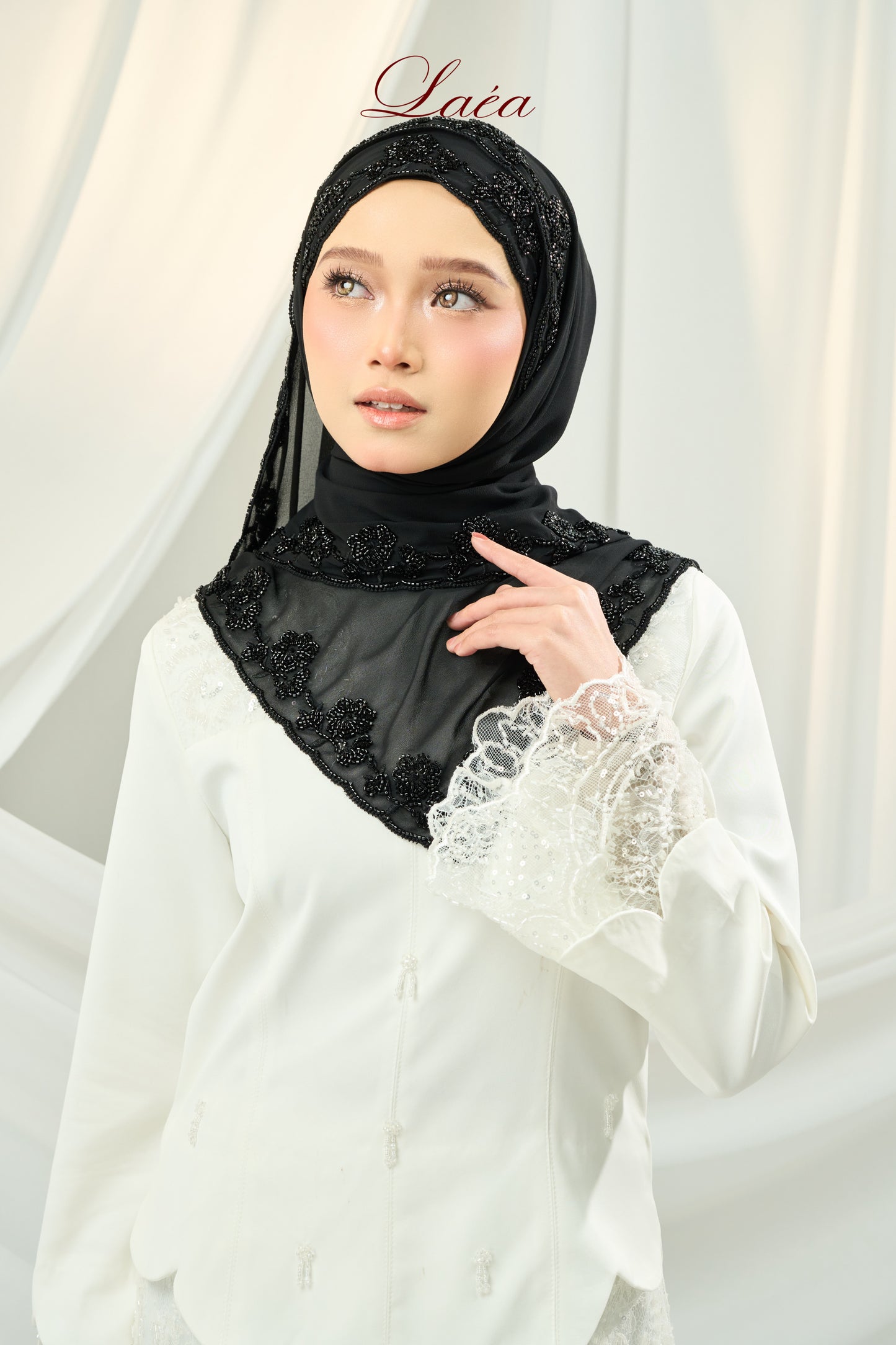 Laea Beaded Shawl in Black