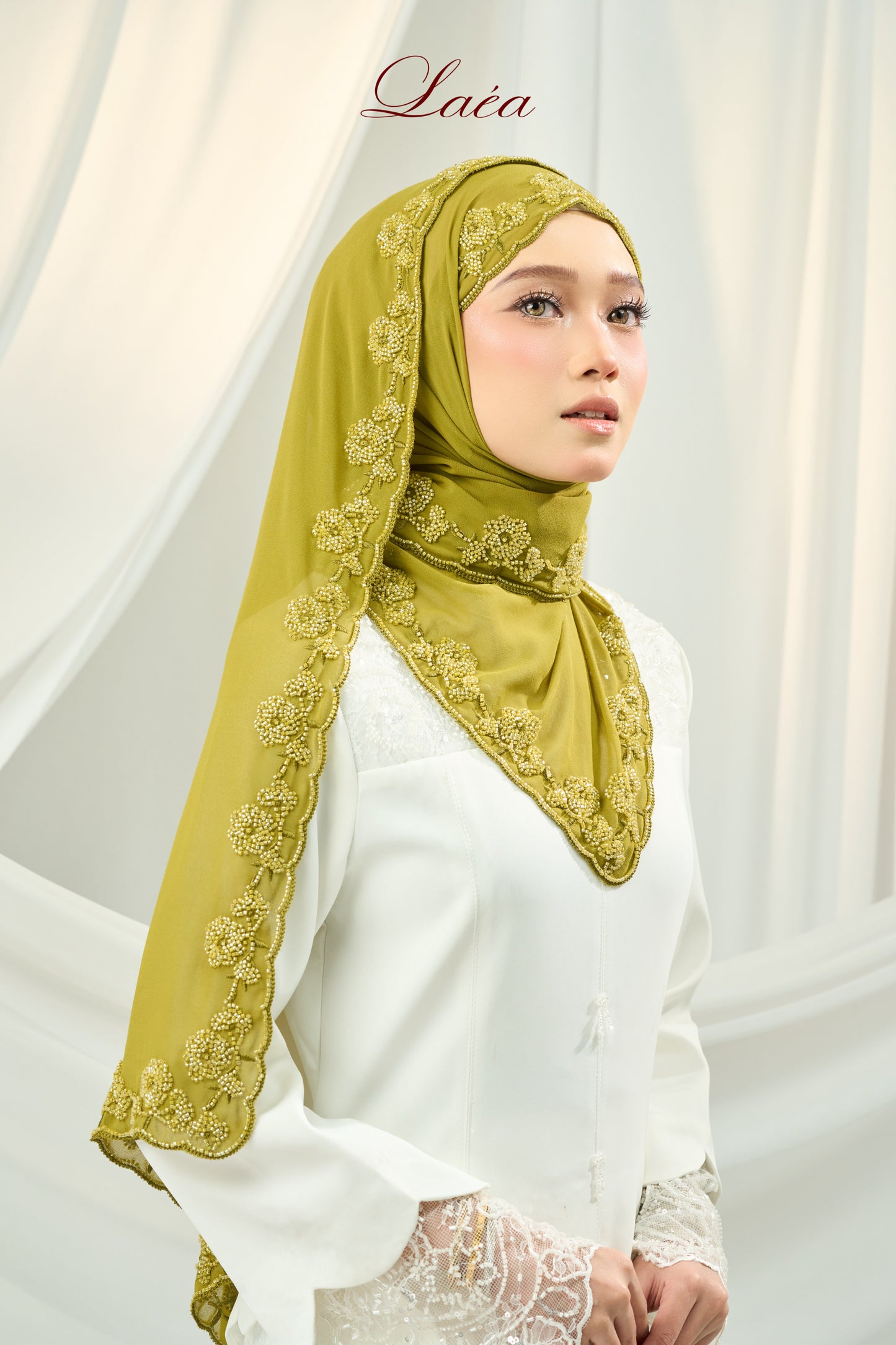 Laea Beaded Shawl in Lime Green