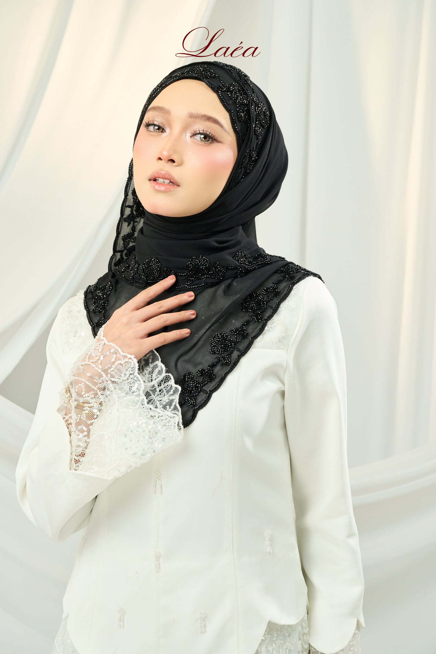 Laea Beaded Shawl in Black