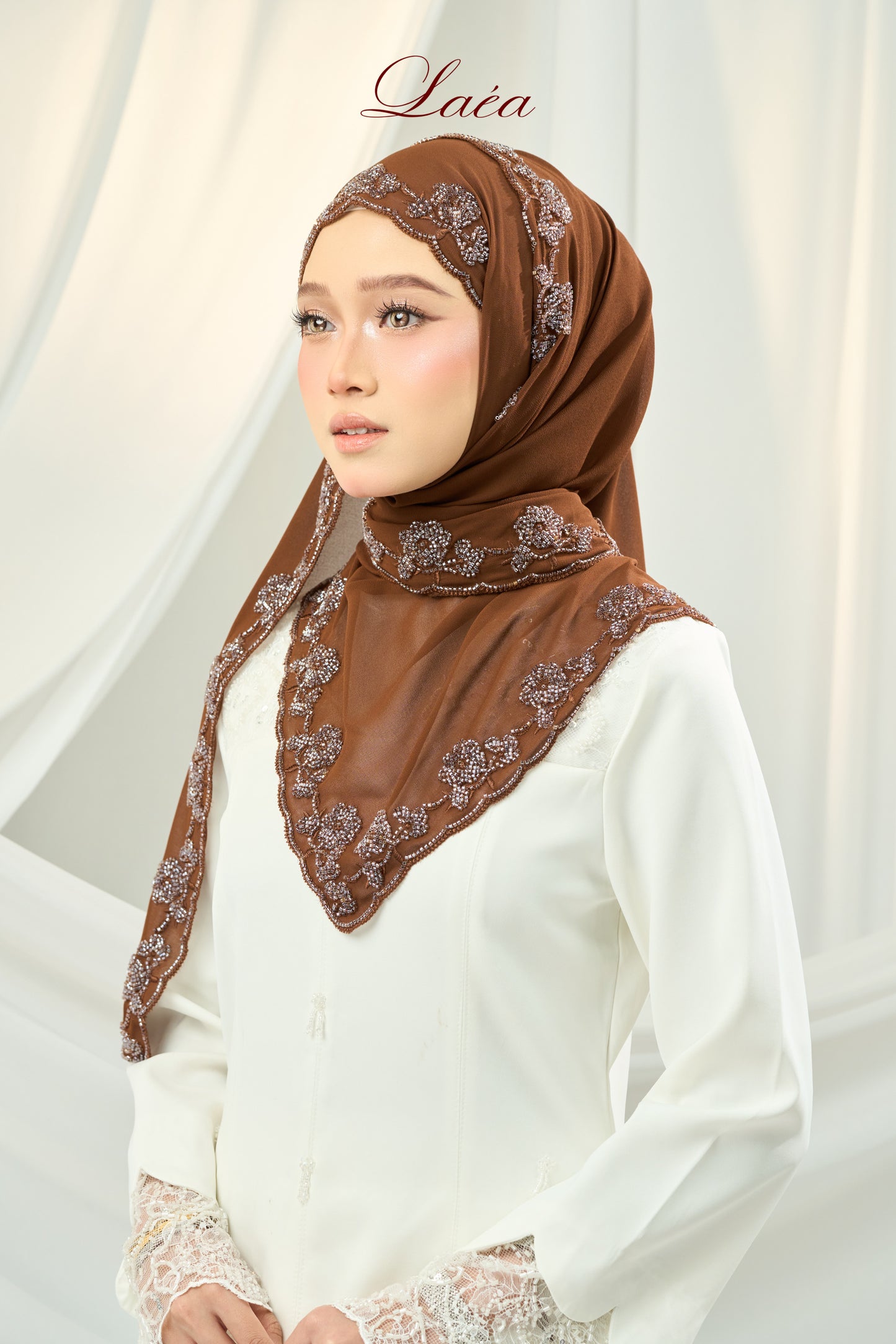 Laea Beaded Shawl in Rich Brown