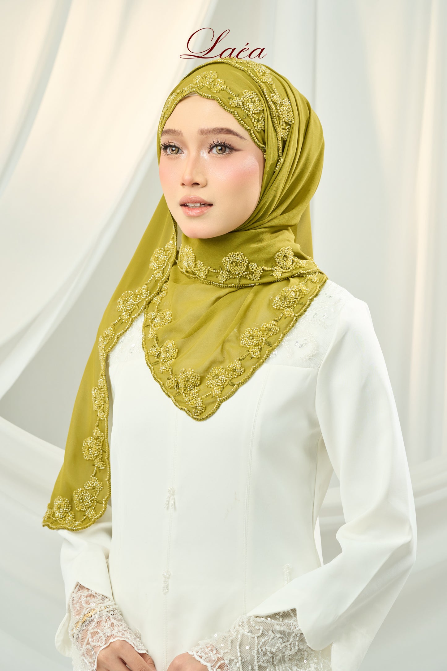 Laea Beaded Shawl in Lime Green