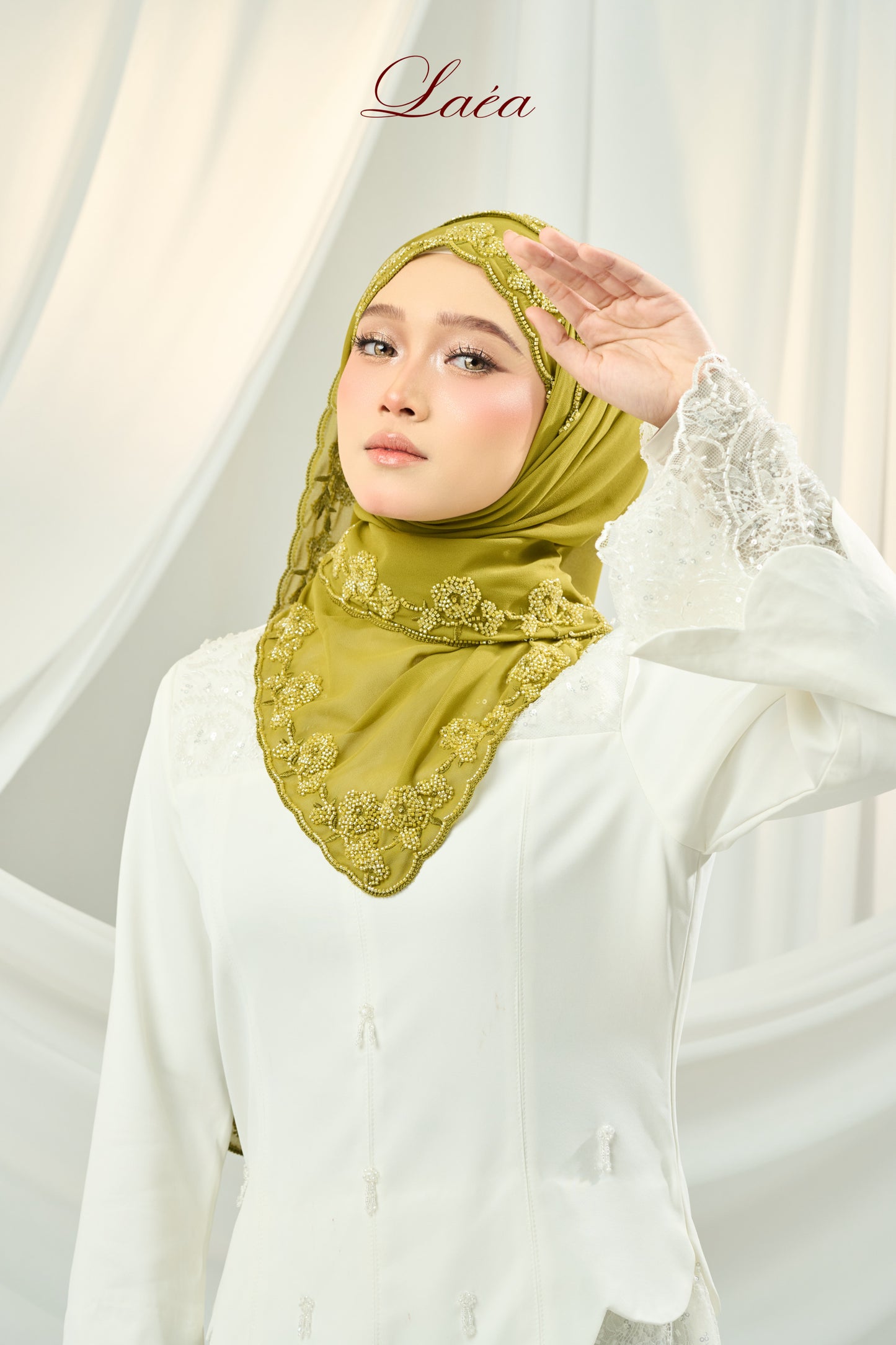 Laea Beaded Shawl in Lime Green