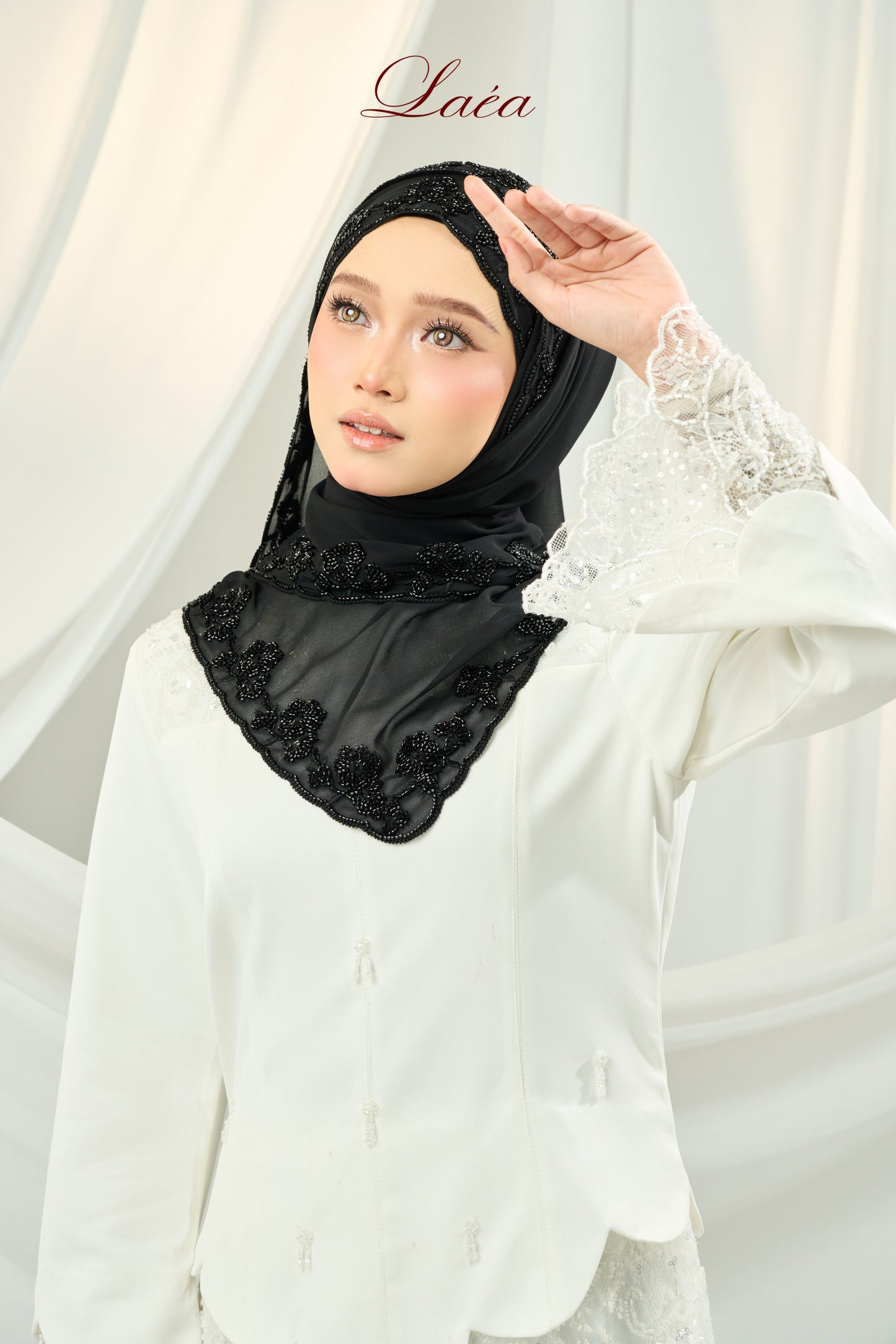 Laea Beaded Shawl in Black