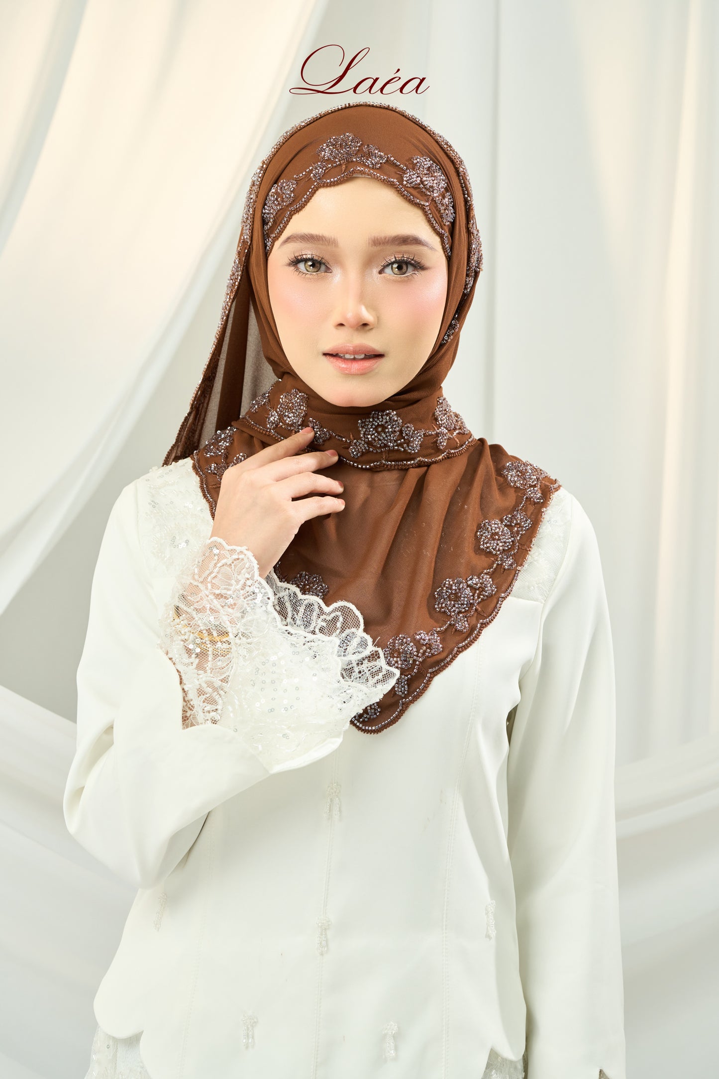Laea Beaded Shawl in Rich Brown