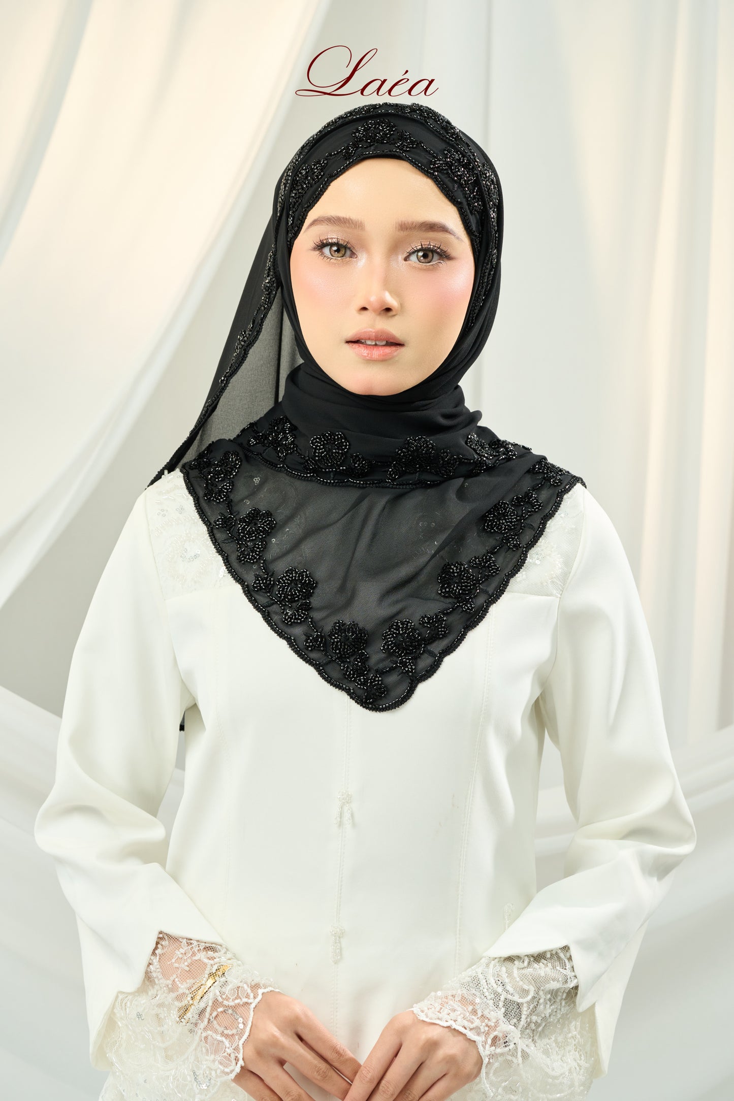 Laea Beaded Shawl in Black