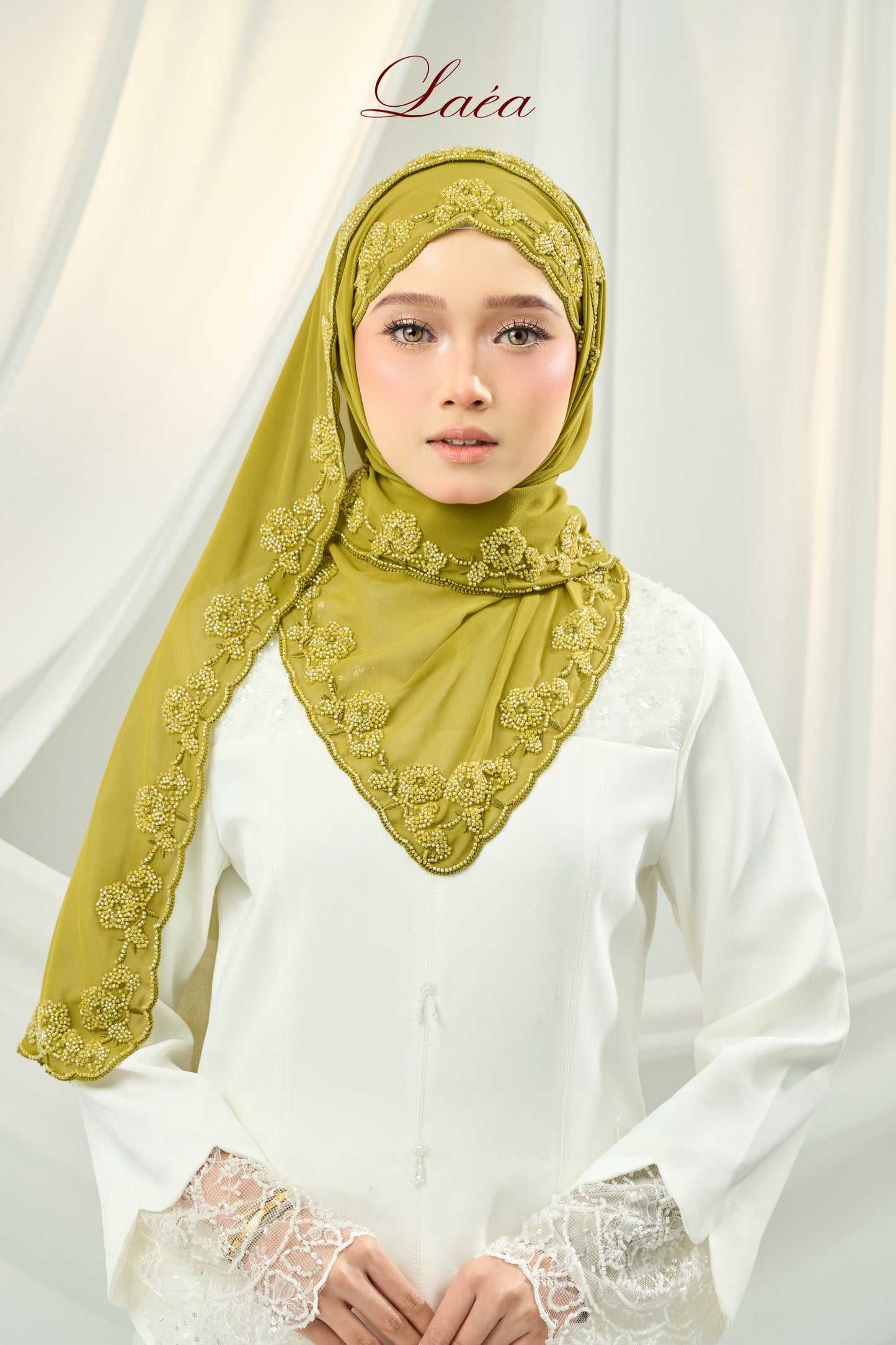 Laea Beaded Shawl in Lime Green