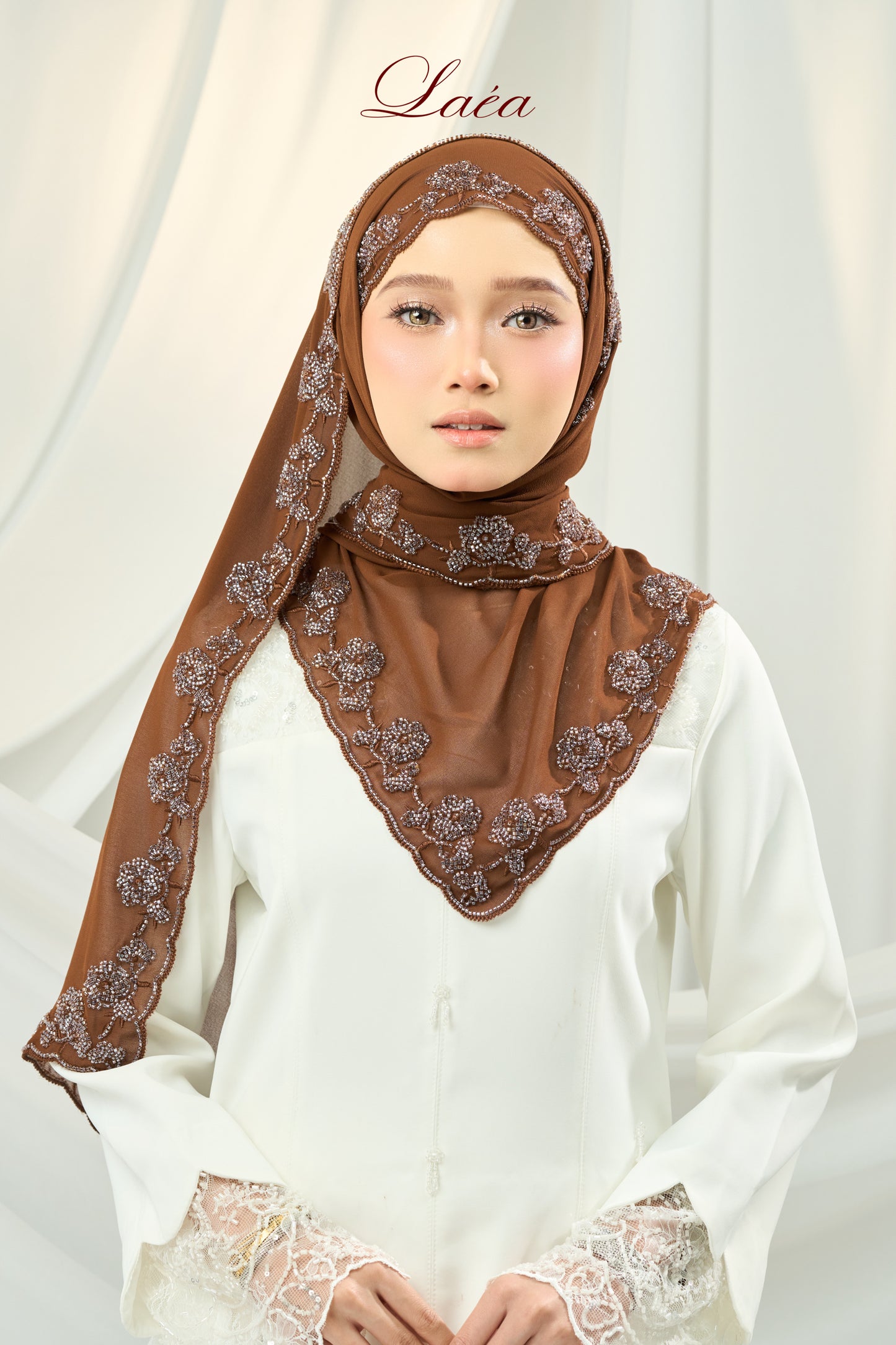 Laea Beaded Shawl in Rich Brown