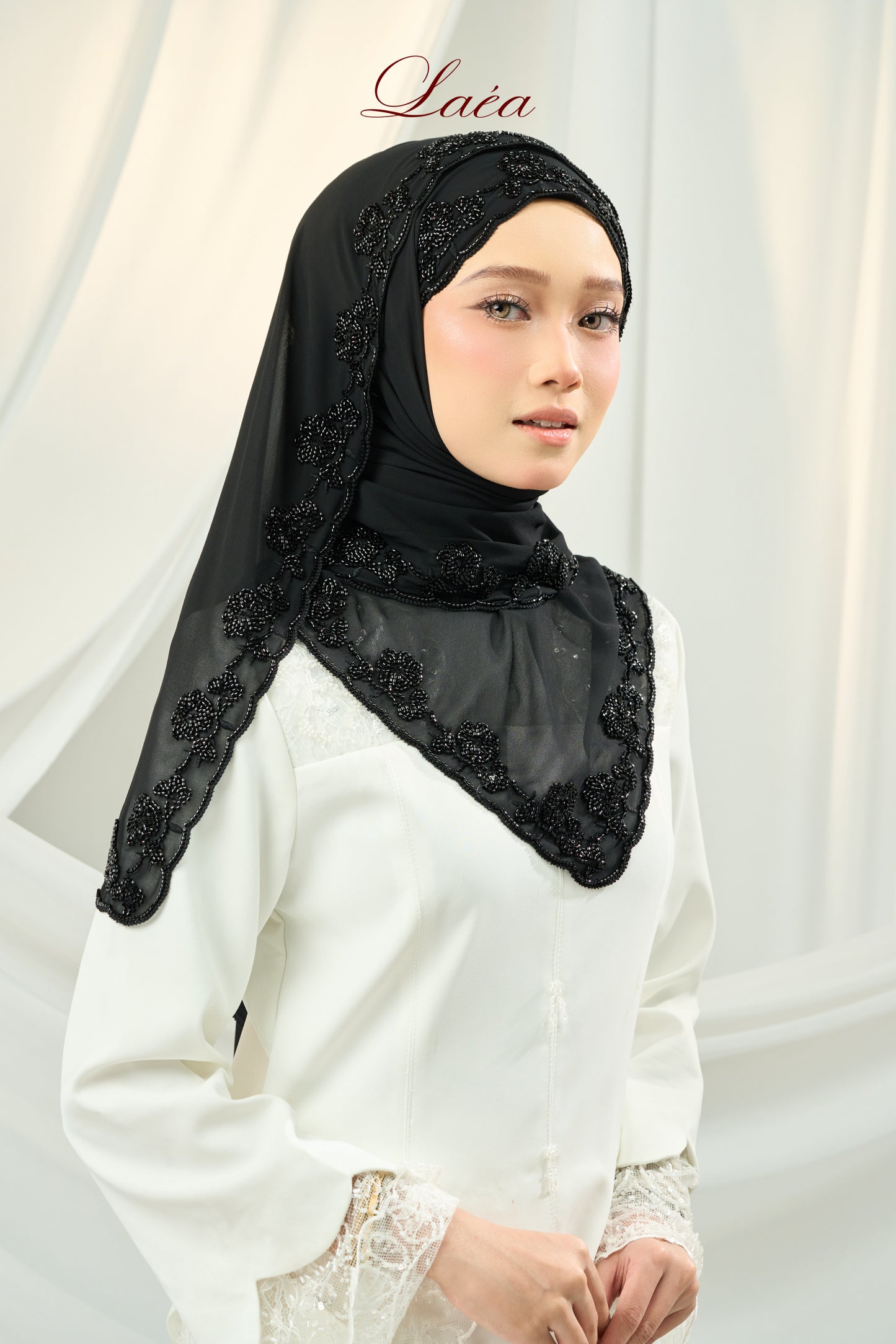 Laea Beaded Shawl in Black