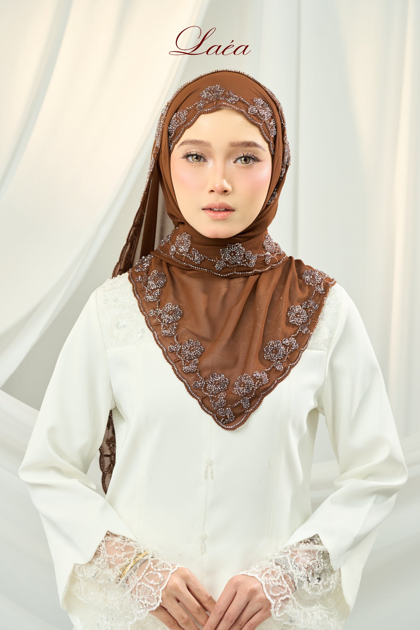 Laea Beaded Shawl in Rich Brown